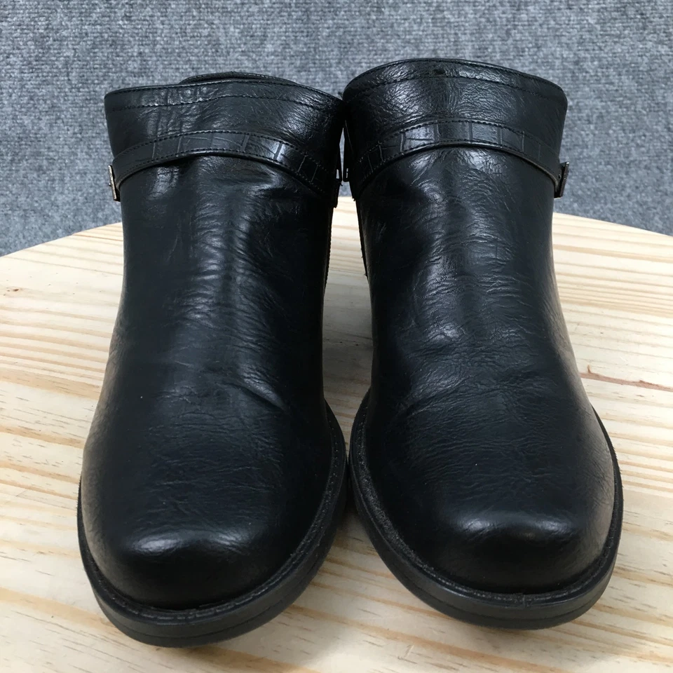 Botas Easy Street Mujer 9 Botines Anchos Negro Imitación Cuero Cremallera Hebilla Foto 4 de 4