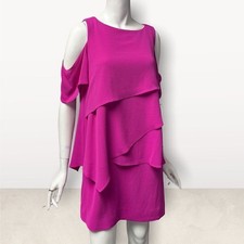 Tahari Off Shoulder Pink Tiered Dress