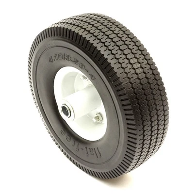 BUYFAST 24-7 Wheel & PU Tyre Metal White Offset Rim Block Tread 4.10/3.50-4 SackTruck Trolley