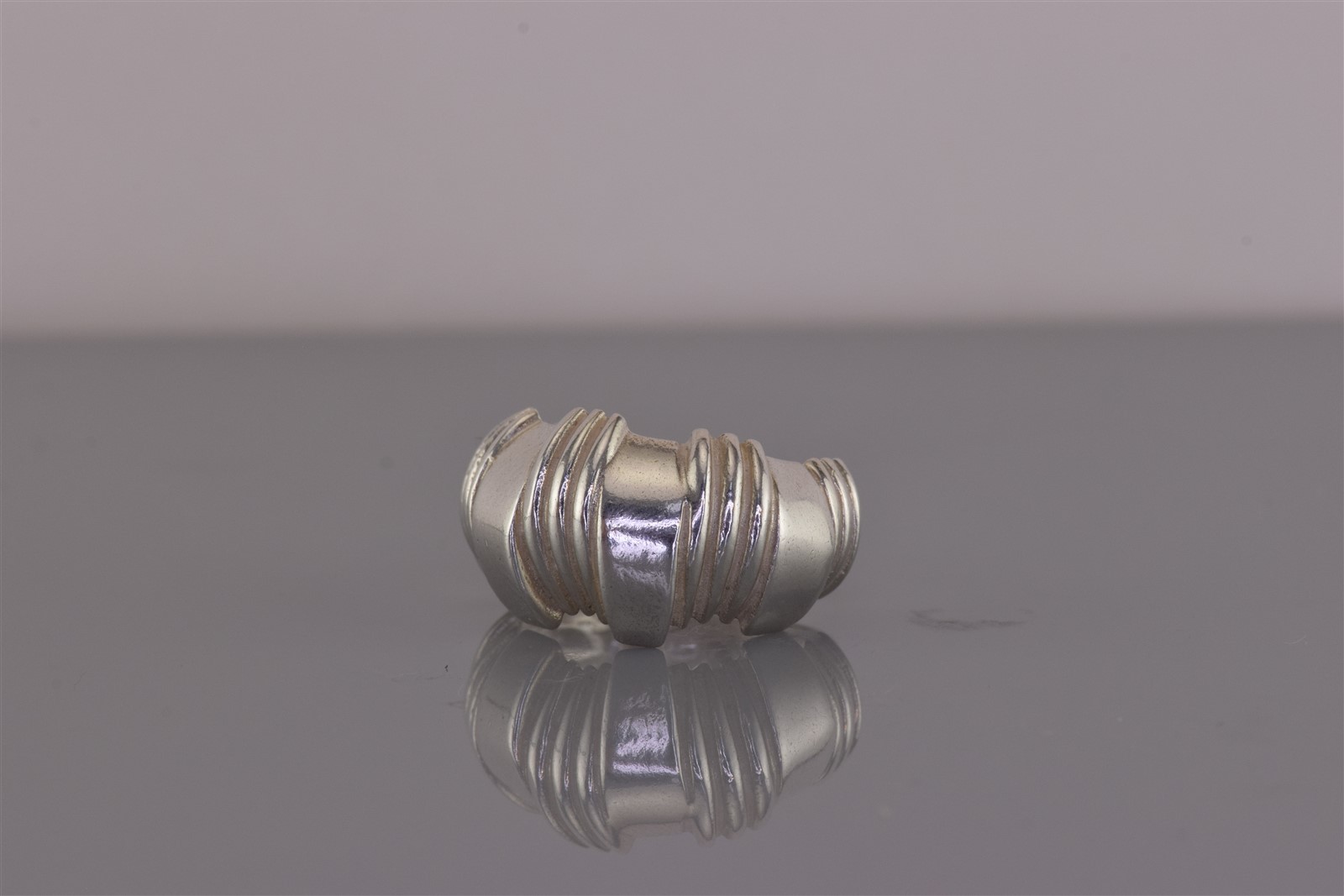 Sterling Silver 12mm Rounded Ribbed Offset Panels… - image 6