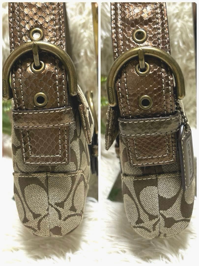 Coach Soho Python Logo Shoulder Bag Beige Brown U… - image 3