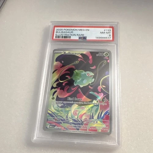 Pokémon Bulbasaur 133/132 Me01: Mega Evolution Holo Illustration Rare 2025 PSA 8
