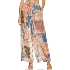 ZIMMERMANN Devi Relaxed Pant Patchwork Wide Leg Silk Paisley Floral Print Size 0