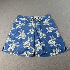 J Crew Board Shorts Men 34 Blue Floral Hawaiian Swim Trunks Beach Surf Coastal