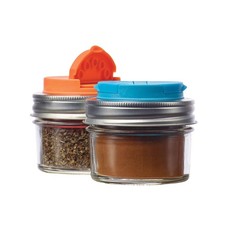 Spice Lids for Regular Mouth Mason Jars, Set of 2, Orange and Blue
