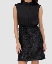 Vince Camuto Women's Black Satin Mock-Neck Shimmering Dress Size 2