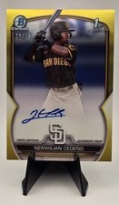 Nerwilian Cedeno 2023 Bowman Chrome 1st Auto Yellow 36/75  San Diego Padres