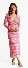 Chevron Maxi Beach Dress Pink Printed Dress Summer Dress Size Small