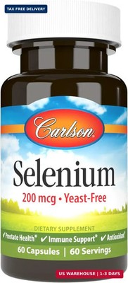 Carlson Selenium, 200 mcg, Yeast-Free, Prostate Health, 60 Capsules
