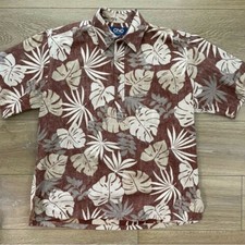 VINTAGE ONO  Co Size L Aloha Hawaiian Brown Shirt100 Cotton