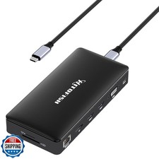 USB C Laptop Docking Station Dual Monitor, 15 in 1 Multiport Adap