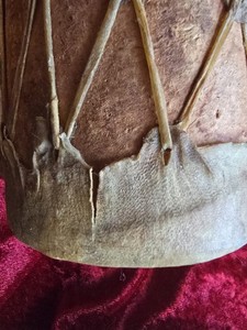 Handmade vintage Drum Wood & Animal Skin 