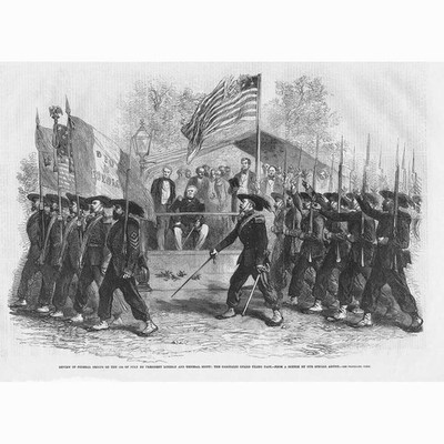 AMERIKANISCHER BÜRGERKRIEG Garibaldi Brigade Einreichung am Präsidenten vorbei - alter Druck 1861