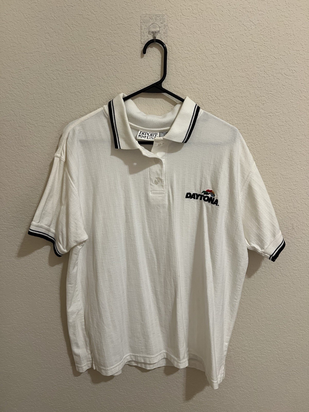 Daytona International Speedway Mens Vintage NASCAR White Polo Shirt Large