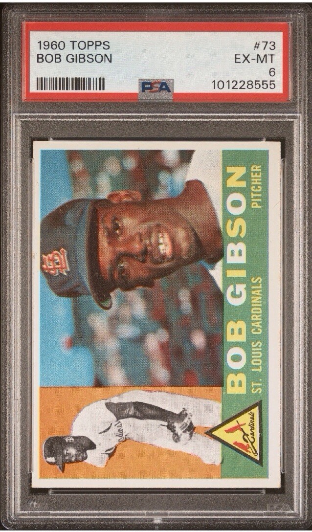 1960 TOPPS #73 BOB GIBSON CARDINALS HOF PSA 6 VERY SHARP!