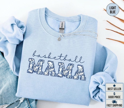 Blue Floral Basketball Mama Sweatshirt   Perfect Game Day & Mother's Day Gift
