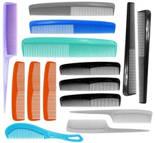Hair Combs Set, 15 Pieces, Multiple Colors, Made in USA One Size 