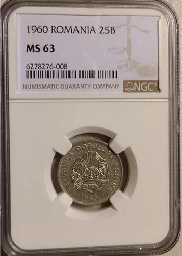 Romania 25 Bani 1960 NGC MS 63