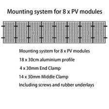 Solar Panel Rail Bracket Kit Aluminium Fixing Roof Mounting End/Middle Clamp PV