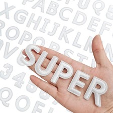 72Pcs Fabric Letters And Numbers, Iron On Embroidered Patches, White