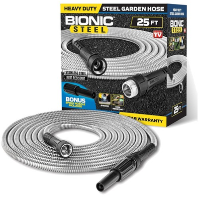 #ad 25ft High Pressure Stainless Steel Garden Hose Perfect for Any Outdoor Task $35.99