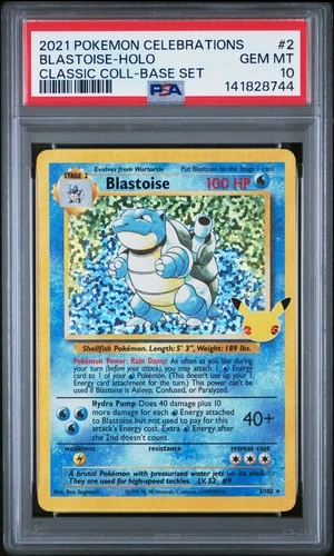 2021 POKEMON CELEBRATIONS CLASSIC COLLECTION #2 BLASTOISE-HOLO PSA 10
