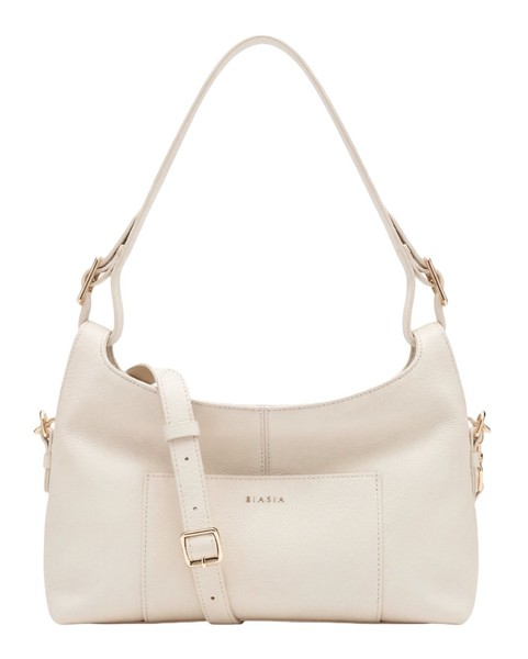 Biasia Pocket Hobo Bag S Schultertasche UmhäNgetasche Tasche Avorio Creme Neu-image
