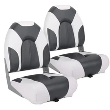 NORTHCAPTAIN Deluxe White/Charcoal High Back Folding Boat Seat, 2 Seats