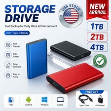 2TB 4TB 16TB Portable SSD Type-C External Hard Drive High Speed USB 3.1 Laptop