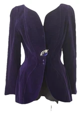 Vintage Thierry Mugler Purple Velvet Jacket Jeweled Shooting Star Detail F40 S