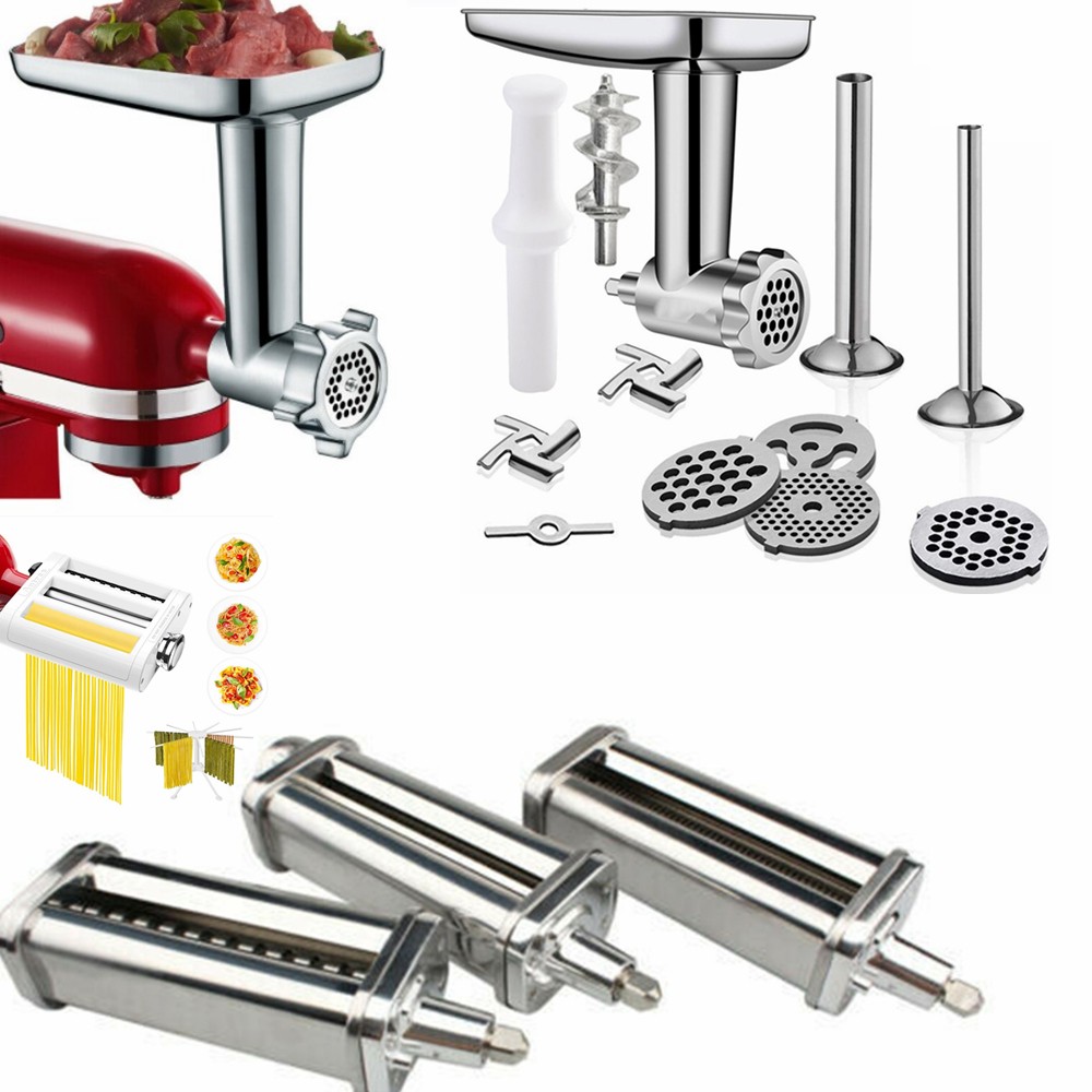 Upgrade Meat Grinder Attachment 3Piece Pasta Roller Cutter for KitchenAid Stand