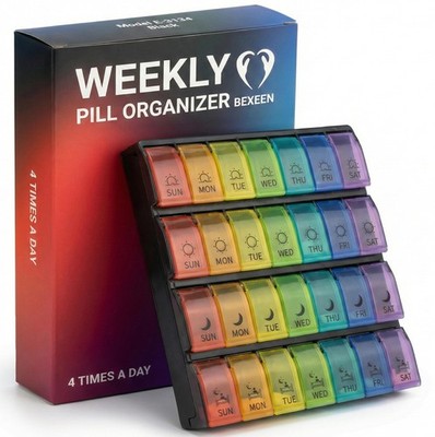 Weekly Pill Organizer 4 Times a Day   Monthly Medication Organizer with Quick...