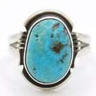 VINTAGE STERLING SILVER .925 ARKIE NELSON NATIVE OVAL TURQUOISE SIZE 7.25 RING
