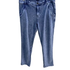 32 Bar Blues Mens XL Acid Wash Button Zip Slash Pocket Denim Look Jeggings