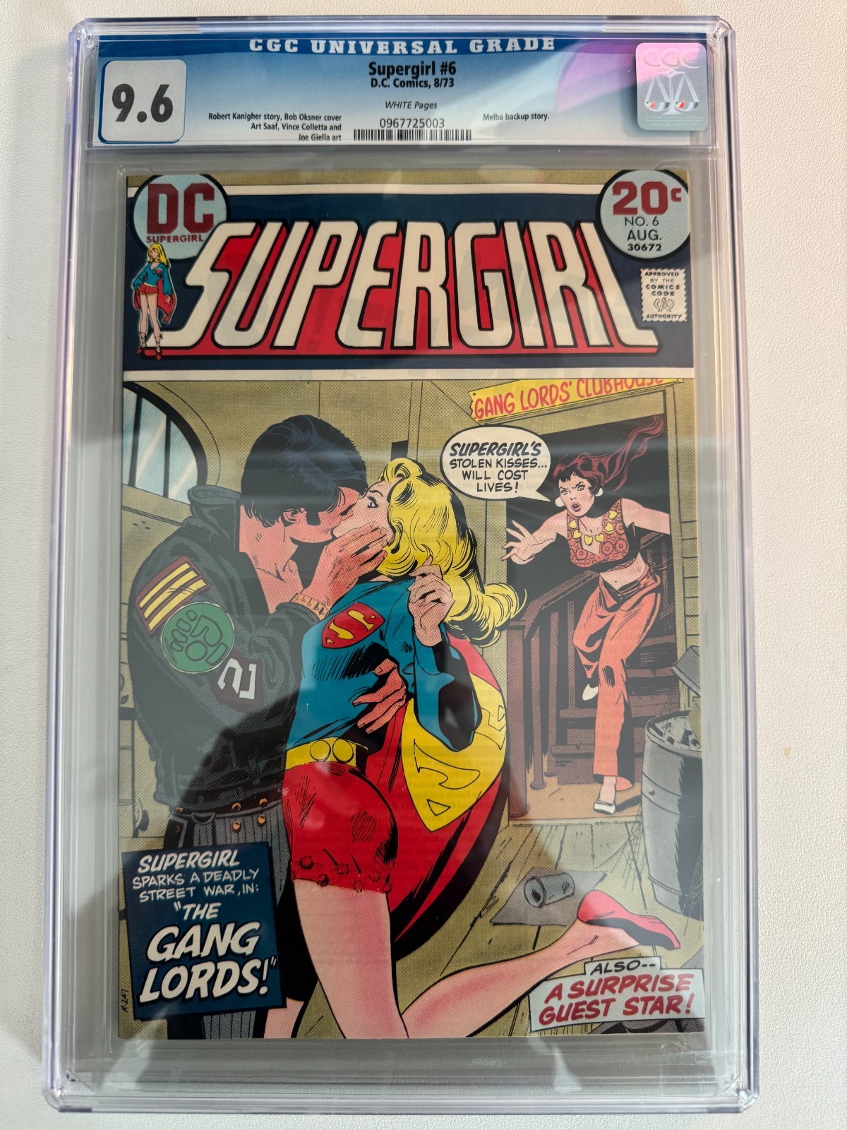 Supergirl #6 (DC Comics agosto 1973) CGC 9,6 casi nuevo+ páginas blancas RARO Edad de Bronce