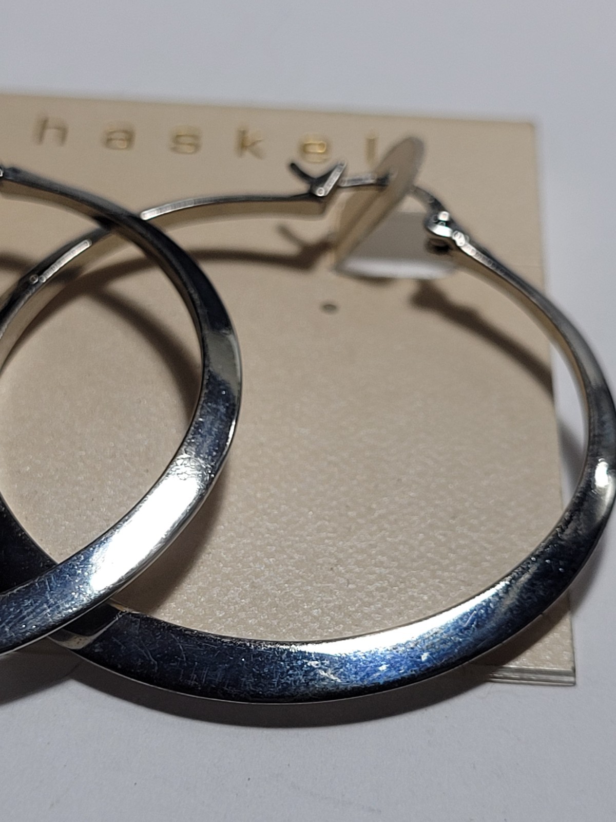 Silvertone M Haskell Large Round Dangle Hoop Hing… - image 3