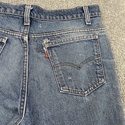 Levi's 517 Bootcut Blue Jeans Men 34x30 (Fit 32x30) Orange Tab Repairs 80s 1987