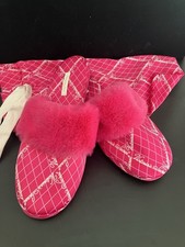 Victoria's Secret Women's Signature Satin Slippers White Pink Large 9 -10. NEW