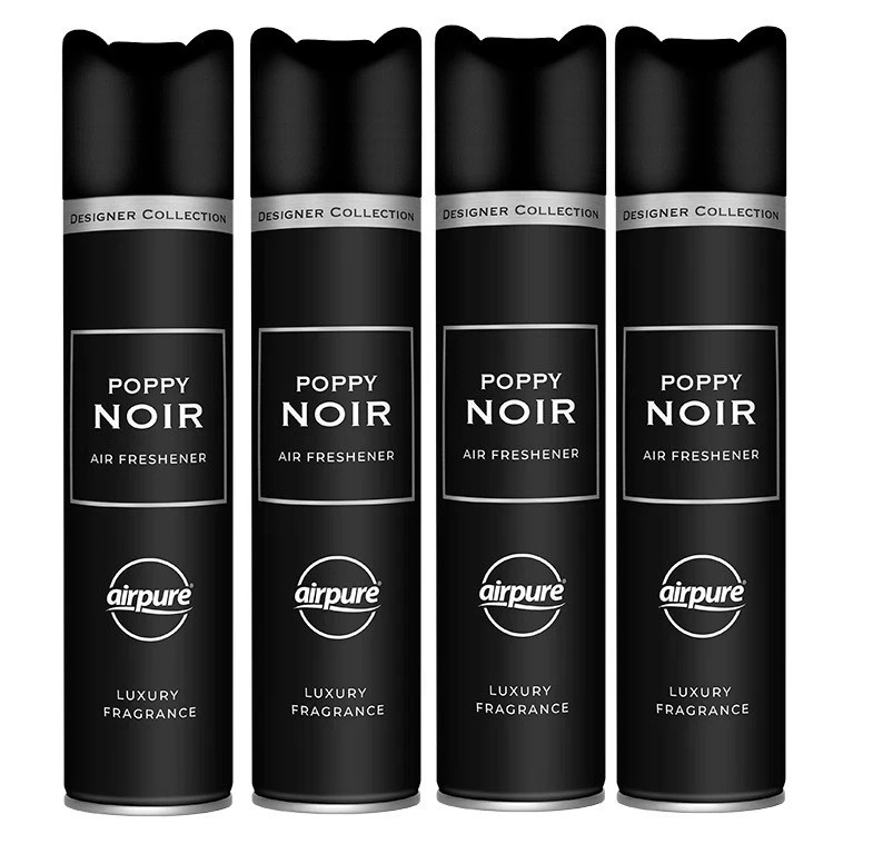 4 x AIRPURE AIR FRESHENER INSTANT FRESHNESS POPPY NOIR 300ml