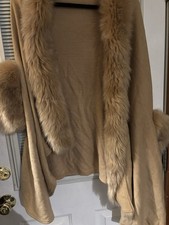 Evening Cape with Faux Fur Trim for Women