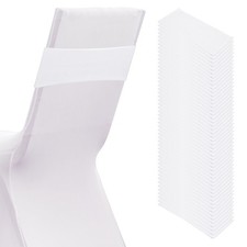 50 Pcs Spandex Chair Sashes Bows with Slider Buckle, White