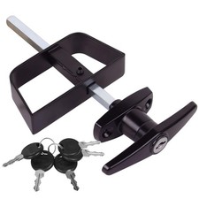 Shed Door Latch T-Handle Lock Kit with 5 Keys 4  Kit, Black