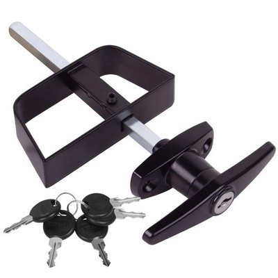 Shed Door Latch T-Handle Lock Kit with 5 Keys 4½ Kit, Black 