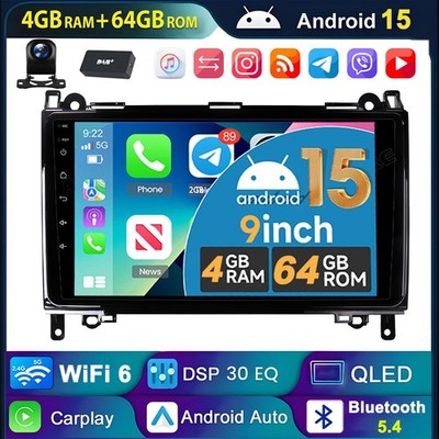 DAB 4+64G Android 15 AutoRadio Kam Navi RDS Für Mercedes Benz Sprinter W169 W245