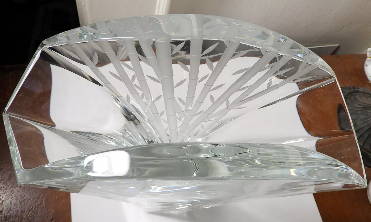 Baccarat Crystal BAMBOO CUT GINGKO Vase, LARGE 12