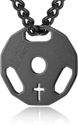 HZMAN Mens Fashion Stainless Steel Fitness Dumbbell Weight Plate Barbell Chain