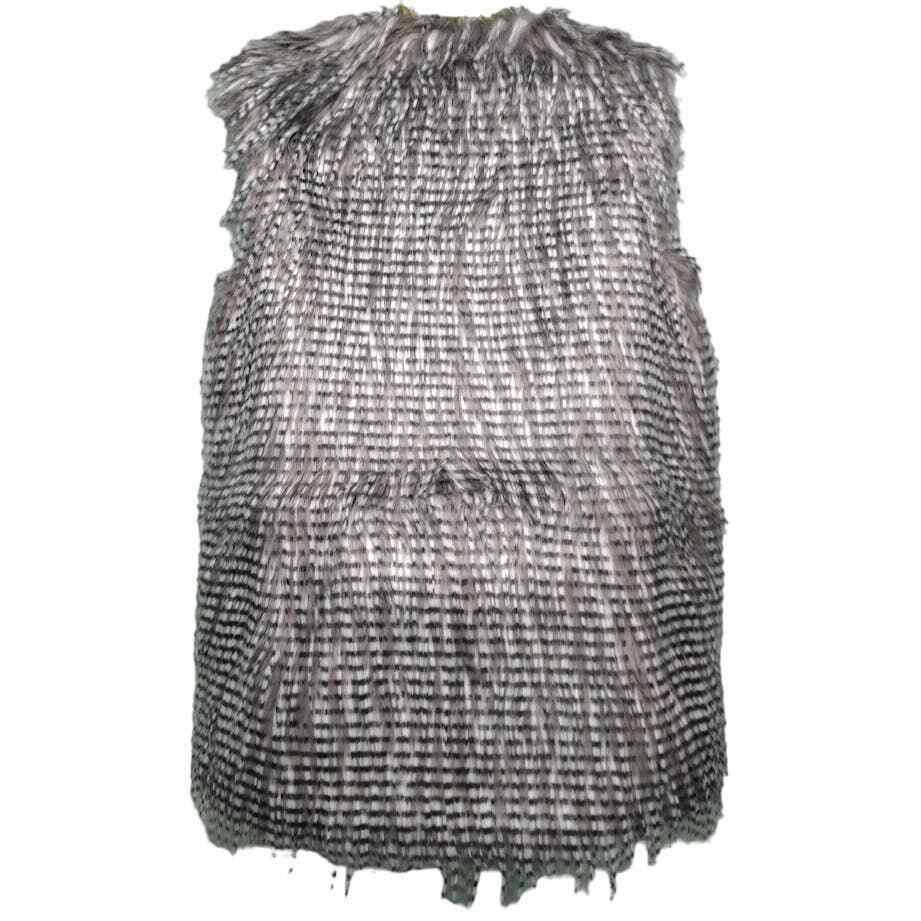 Olive & Oak Fully Lined Striped Faux Fur Vest with Hook & Eye Closures, Sz M
