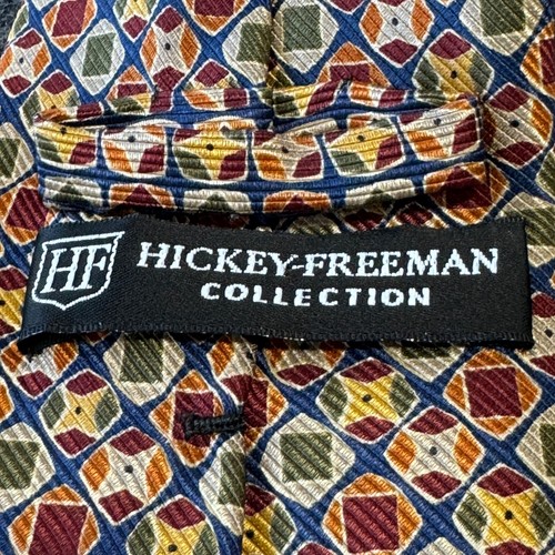 Hickey Freedman Collection multicolor foulard men's 100% silk tie made in Italy - Picture 5 of 9