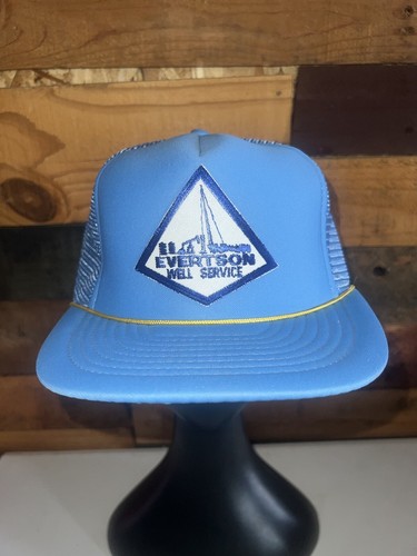 NEW Vintage 80s Evertson Well Service Inc. Patch Blue colored Snapback Hat AJD