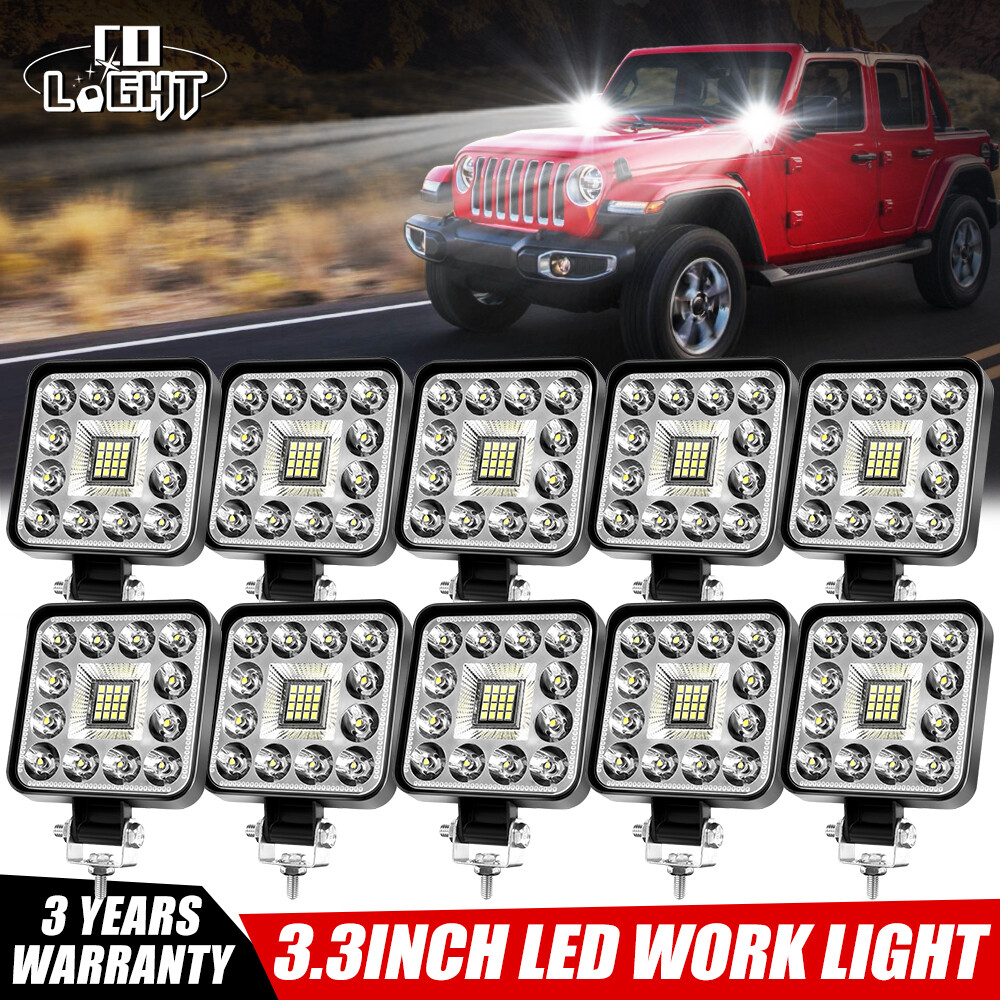 10PCS 4inch 120W LED Work Light Bar Spot Pods Fog Lamp Offroad Driving Truck ATV